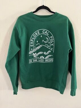 Cal Poly San Luis Obispo College Green Graphic Crewneck Sweater Size Medium